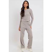 Urban Bliss Women's Ribbed Wide Leg Trouser in Grey | Size: 10