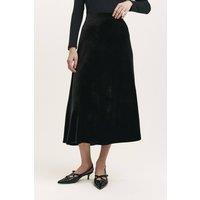 Finery London Women's Bailey Velvet Midi Slip Skirt in True Black | Size: 10