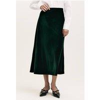Finery London Women's Bailey Velvet Midi Slip Skirt in Bottle Green | Size: 10
