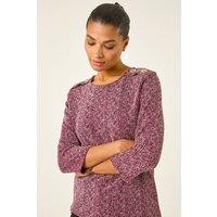 Roman Women's Textured Button Shoulder Top in Burgundy | Size: 10