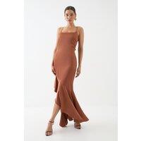 MissPap Women's Square Neck Tie Back Bridesmaid Dress in Rust | Size: 16