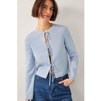 Monsoon Women's Tula Tie Cardigan Ivory in Blue | Size: XL