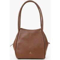 Assots London Women's DEBBIE' Pebble Grain Real Leather Shoulder Bag in Tan