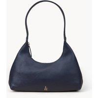 Assots London Women's LARA' Pebble Grain Real Leather Shoulder Bag in Navy