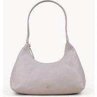 Assots London Women's LARA' Pebble Grain Real Leather Shoulder Bag in Grey
