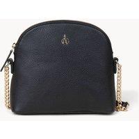 Assots London Women's DOVE' Pebble Grain Real Leather Crossbody Bag in Black
