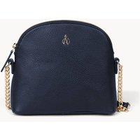 Assots London Women's DOVE' Pebble Grain Real Leather Crossbody Bag in Navy