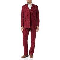 XPOSED Men's TERRY Classic Pinstripe Double Breasted Suit in Maroon | Size: 46R