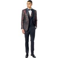 XPOSED Men's ALINO - Wedding Tuxedo 3 Piece Tailored Fit Suit Glitter Print | Size: 42R