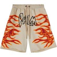 Palm Angels Men's Graffiti Flames Sweatshorts Off-White | Size: Small