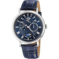 GV2 Men's Maestro SS Case, Blue Textured Dial, Blue Handmade Italian Leather Strap