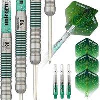Unicorn Steel Tip Darts Set | Core XL T90 Series | 90% Tungsten Barrels with Green Accents | 21 g