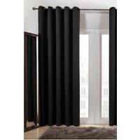 OHS Pair of Thermal Ready Made Eyelet Blackout Curtains in Black | Size: 167 cm width x 183 cm drop