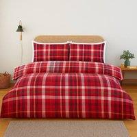Rapport Home Regalia Check Microfibre Complete Duvet Cover Set with Fitted Sheet in Red | Size: Single