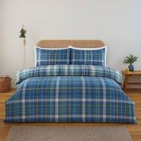 Rapport Home Regalia Check Microfibre Complete Duvet Cover Set with Fitted Sheet in Blue | Size: King