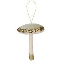 VFM e-Store Christmas Velvet Hanging Mushroom Decoration 13cm x 10cm Green X 1 | Size: 13 cm x 10 cm