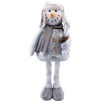 VFM e-Store Christmas Standing Snowman Decoration 62cm x 40cm Silver X 1 | Size: 62 cm x 40 cm