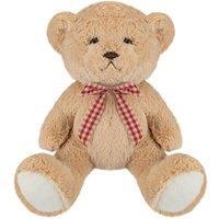 VFM e-Store Bear Soft Toy with Checked Bow Plush 30cm x 20cm Brown X 1 | Size: 30 cm x 20 cm