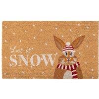 Kukoon Front Door Mat Christmas Dcor Natural Coir Rug - Bunny in Beige | Size: 45 cm x 70 cm