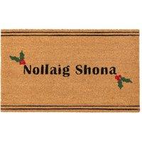 Kukoon Front Door Mat Christmas Dcor Natural Coir Rug - Nollaig in Beige | Size: 45 cm x 70 cm