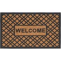 Kukoon Front Door Mat Natural Coir Dirt Catching Rug - Welcome in Beige | Size: 45 cm x 70 cm