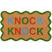 Kukoon Front Door Mat Natural Coir Dirt Catching Rug - knock Knock in Beige | Size: 45 cm x 70 cm