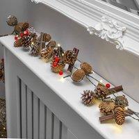 Globrite 1.5M Pre-Lit Christmas Garland w/ 20 Warm White LEDs - Battery-Powered