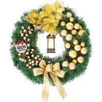 Globrite 40cm Christmas Wreath with Bows, Baubles & Lantern - Yellow
