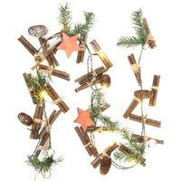 Globrite Frosted 1m Christmas Garland Wreath with 10 Warm White LEDs