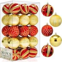 Pelle & Sol 30 Pcs Christmas Baubles Set 6cm / 2.36 inches - Red & Gold | Size: 30 Pieces