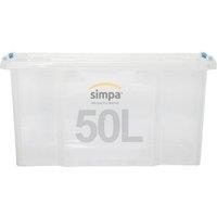 simpa 50L Stackable Plastic Storage Box with Click Lock Lid - Single Box in Clear