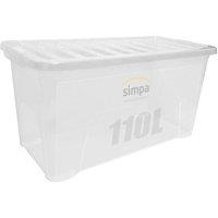 simpa 110L XL Stackable Plastic Storage Box - Single Box in Clear