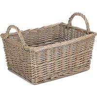 Red Hamper Wicker Antique Wash Finish Handled Unlined Storage Basket in Brown | Size: Large