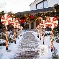 Shatchi Red Lollipop Candy Cane Lights Set of 4 - 72 LED, 63cm, 8 Modes | Size: 1 Pack