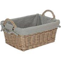 Red Hamper Wicker Antique Wash Finish Handled Grey Cotton Lined Storage Basket | Size: Large