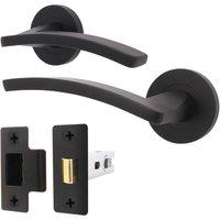AFIT Black Door Handle Latch Set Matt Black Internal Door Handle + Latch | Size: 150mm x 150mm