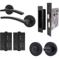 AFIT Black Door Handle Bathroom Matt Door Handle Hinges Bathroom Lock | Size: 150mm x 150mm