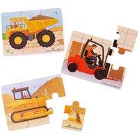 Bigjigs Toys Big Movers Puzzles Set - Wooden Jigsaw
