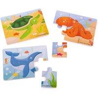 Bigjigs Toys Wooden Sea Life Jigsaw Puzzles Set for Children