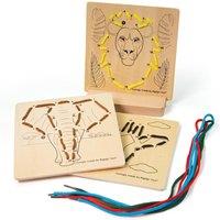 Bigjigs Toys Lacing By Numbers - Jungle Wooden Threading Toys