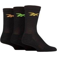 Reebok Mens & 3 Pair Essentials Cotton Crew Socks with Arch Support in Black | Size: 6-8