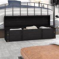 Berkfield Home Storage Chest Solid Wood Vintage Style 120x30x40 cm in Black | Size: 120 x 30 x 40 cm