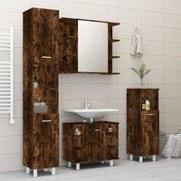 Berkfield Home 4 Piece Bathroom Cabinet Set Smoked Oak Engineered Wood in Brown