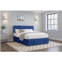 Comfi Beds Plush Divan Bed with Mattress, Lined Headboard & 2 Storage Drawers in Blue | Size: Super King