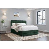 Comfi Beds Plush Divan Bed with Mattress, Lined Headboard & 2 Storage Drawers in Green | Size: Single