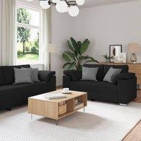 Berkfield Home 2 Piece Sofa Set with Cushions Black Fabric