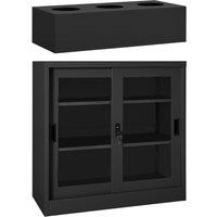 Berkfield Home Sliding Door Cabinet with Planter Box Anthracite Steel in Black