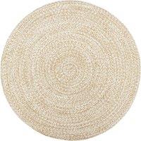 Berkfield Home Handmade Rug Jute White & Brown 210 cm | Size: 100 cm diameter