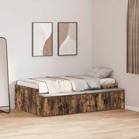 Berkfield Home Storage Bed Frame Smoked Oak 90x200 cm in Brown