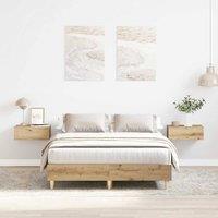 Berkfield Home Bed Frame No Mattress Artisan Oak 140x190 cm Engineered Wood in Brown